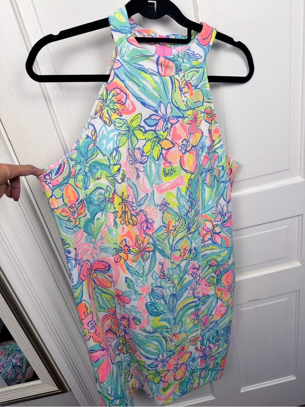 Lilly Pulitzer Women’s Floral Halter One-Piece in Neon Pink, Aqua & Lime